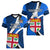 Custom Fiji Rugby Women V Neck T Shirt World Cup 2023 Go Champions Fijian Tapa Blue Version LT14 - Polynesian Pride