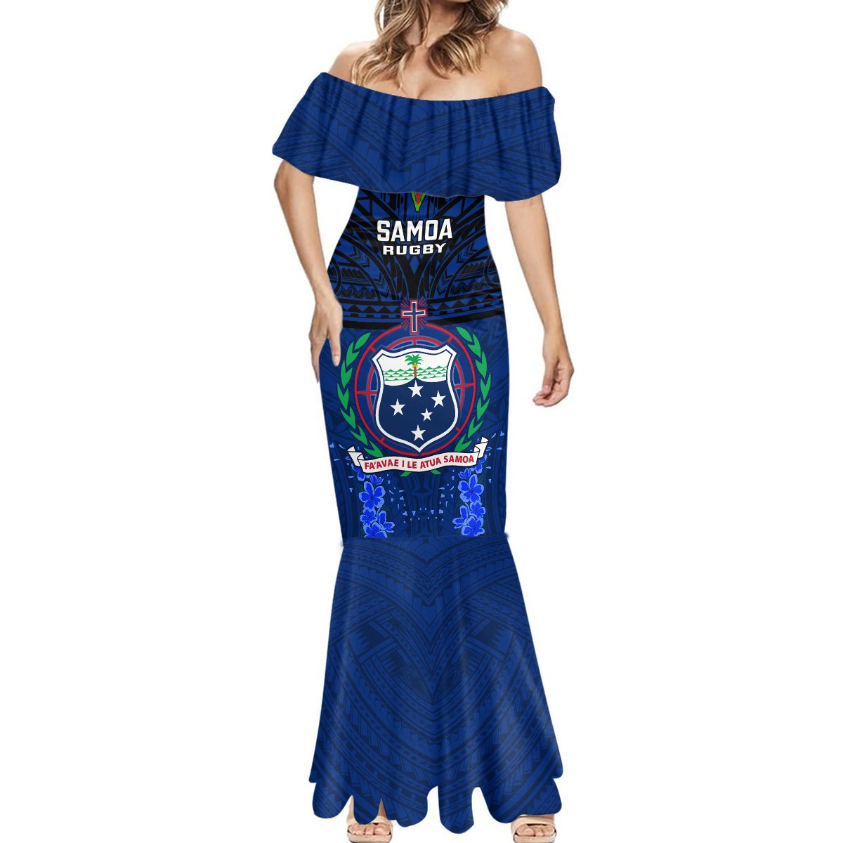 Samoa Rugby Mermaid Dress World Cup 2023 Go Champions Manu Samoa LT14 - Polynesian Pride