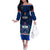 Samoa Rugby Off The Shoulder Long Sleeve Dress World Cup 2023 Go Champions Manu Samoa LT14 Women Blue - Polynesian Pride