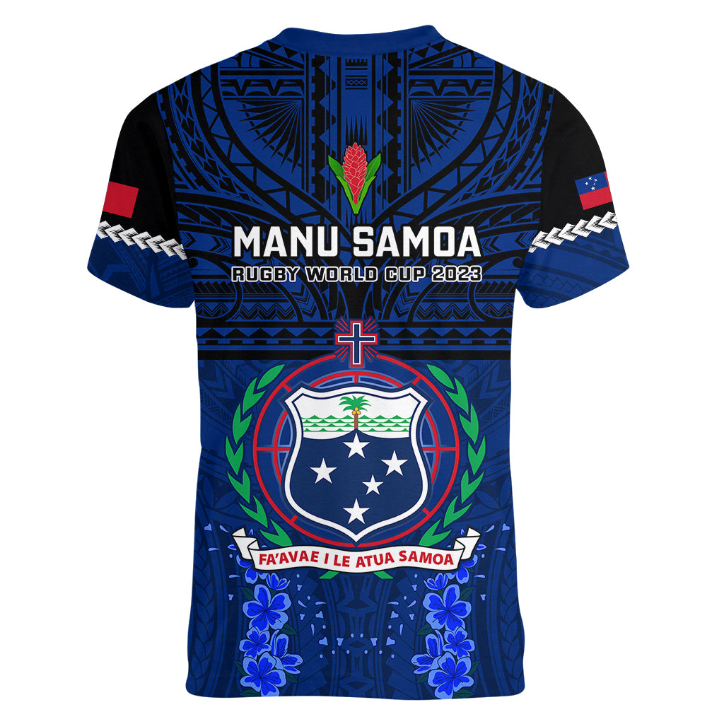Samoa Rugby Women V Neck T Shirt World Cup 2023 Go Champions Manu Samoa LT14 - Polynesian Pride