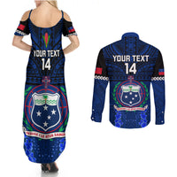 Custom Samoa Rugby Couples Matching Summer Maxi Dress and Long Sleeve Button Shirts World Cup 2023 Go Champions Manu Samoa LT14 - Polynesian Pride
