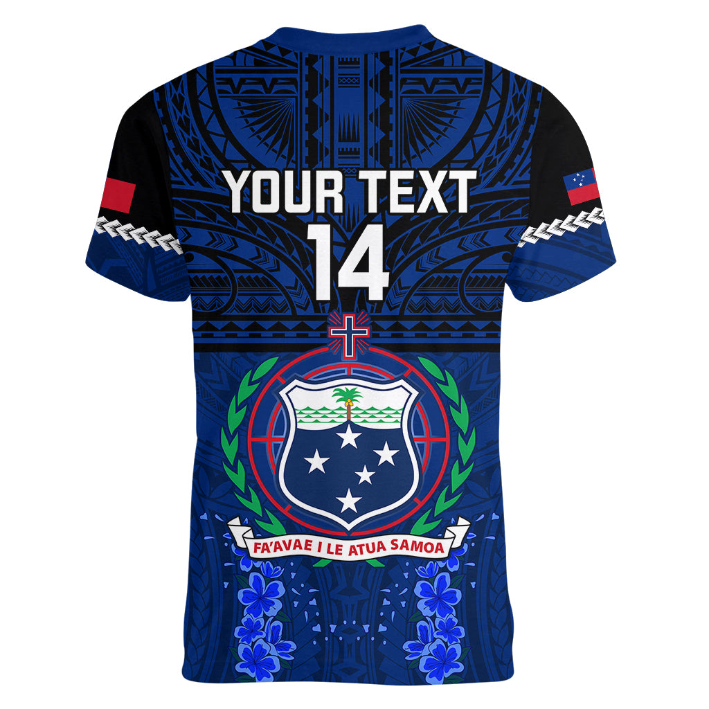 Custom Samoa Rugby Women V Neck T Shirt World Cup 2023 Go Champions Manu Samoa LT14 - Polynesian Pride