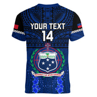 Custom Samoa Rugby Women V Neck T Shirt World Cup 2023 Go Champions Manu Samoa LT14 - Polynesian Pride