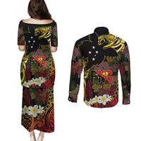 Papua New Guinea 50th Independence Anniversary Couples Matching Puletasi and Long Sleeve Button Shirt Independen Stet bilong Papua Niu Gini LT14
