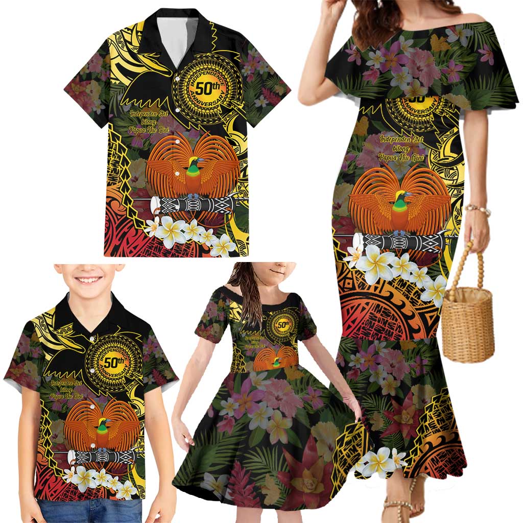 Papua New Guinea 50th Independence Anniversary Family Matching Mermaid Dress and Hawaiian Shirt Independen Stet bilong Papua Niu Gini LT14
