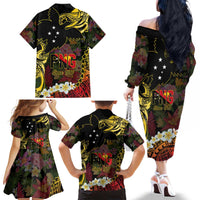 Papua New Guinea 50th Independence Anniversary Family Matching Off The Shoulder Long Sleeve Dress and Hawaiian Shirt Independen Stet bilong Papua Niu Gini LT14