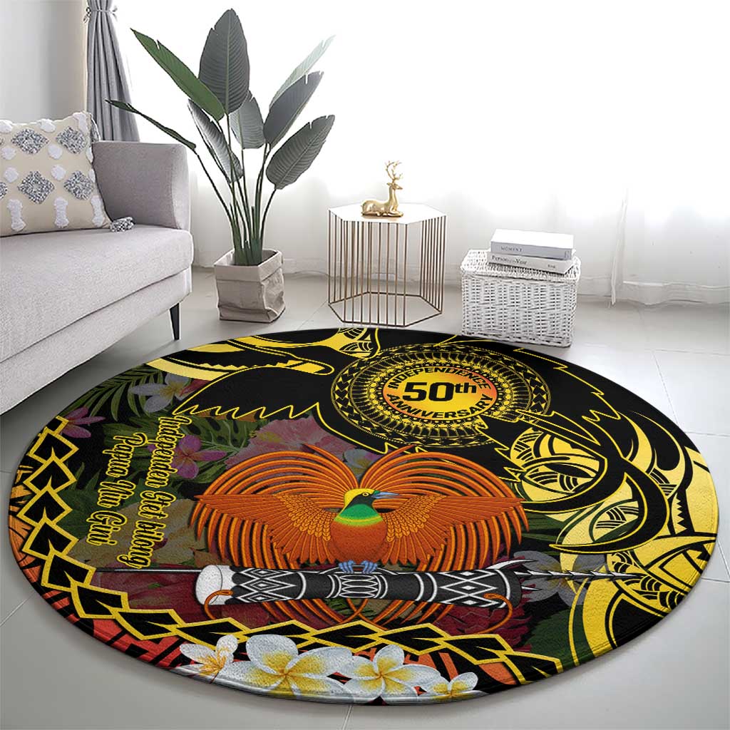 Papua New Guinea 50th Independence Anniversary Round Carpet Independen Stet bilong Papua Niu Gini LT14