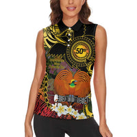 Papua New Guinea 50th Independence Anniversary Women Sleeveless Polo Shirt Independen Stet bilong Papua Niu Gini LT14