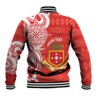 Personalised Kolisi Tonga Baseball Jacket Mate Maa Tonga Ngatu Pattern - Polynesian Pride