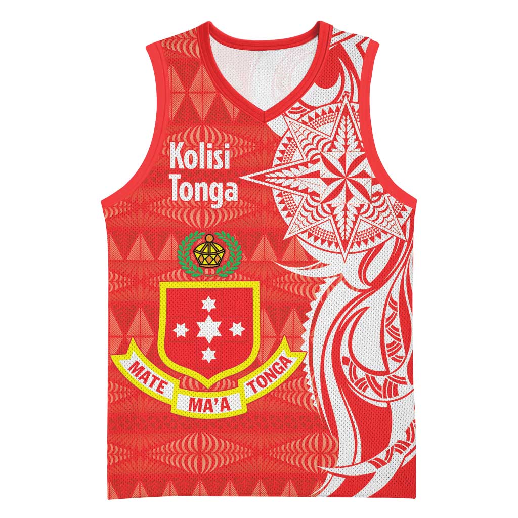 Personalised Kolisi Tonga Basketball Jersey Mate Maa Tonga Ngatu Pattern - Polynesian Pride