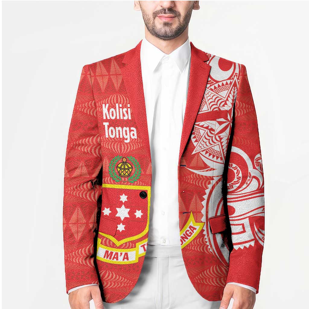 Personalised Kolisi Tonga Blazer Mate Maa Tonga Ngatu Pattern - Polynesian Pride