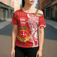 Personalised Kolisi Tonga Cross Shoulder Shirt Mate Maa Tonga Ngatu Pattern - Polynesian Pride