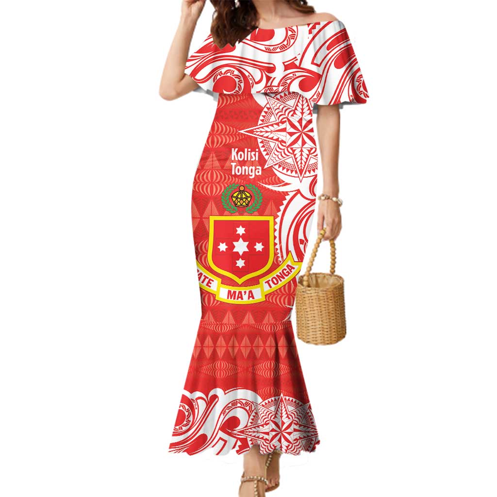 Personalised Kolisi Tonga Family Matching Mermaid Dress and Hawaiian Shirt Mate Maa Tonga Ngatu Pattern - Polynesian Pride
