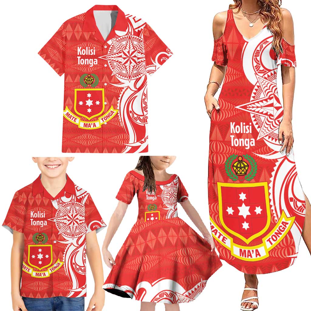 Personalised Kolisi Tonga Family Matching Summer Maxi Dress and Hawaiian Shirt Mate Maa Tonga Ngatu Pattern - Polynesian Pride
