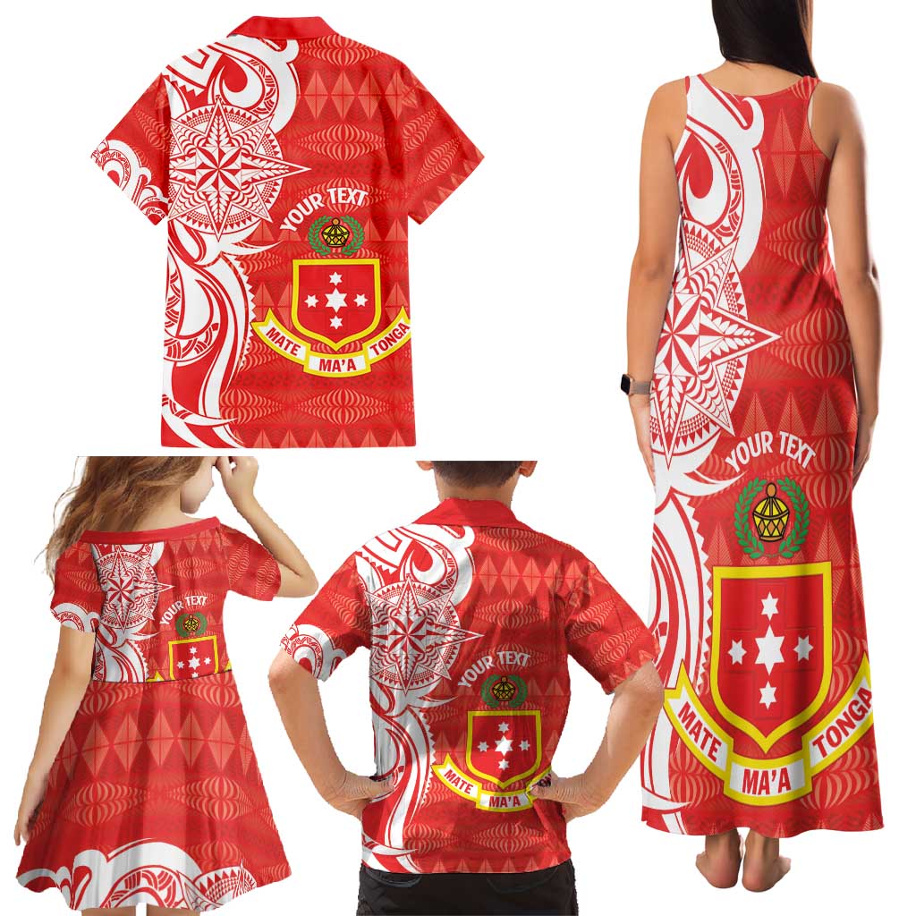 Personalised Kolisi Tonga Family Matching Tank Maxi Dress and Hawaiian Shirt Mate Maa Tonga Ngatu Pattern - Polynesian Pride