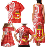 Personalised Kolisi Tonga Family Matching Tank Maxi Dress and Hawaiian Shirt Mate Maa Tonga Ngatu Pattern - Polynesian Pride