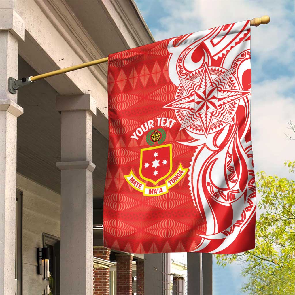 Personalised Kolisi Tonga Garden Flag Mate Maa Tonga Ngatu Pattern - Polynesian Pride