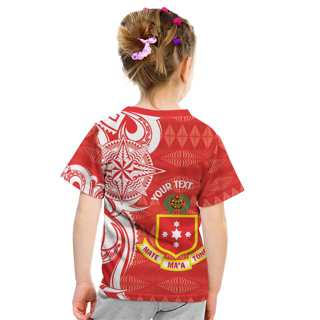 Personalised Kolisi Tonga Kid T Shirt Mate Maa Tonga Ngatu Pattern - Polynesian Pride