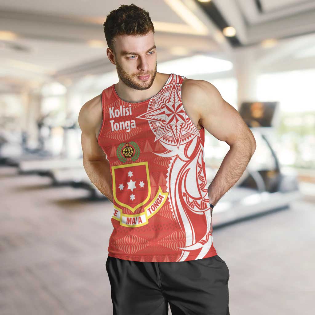 Personalised Kolisi Tonga Men Tank Top Mate Maa Tonga Ngatu Pattern - Polynesian Pride
