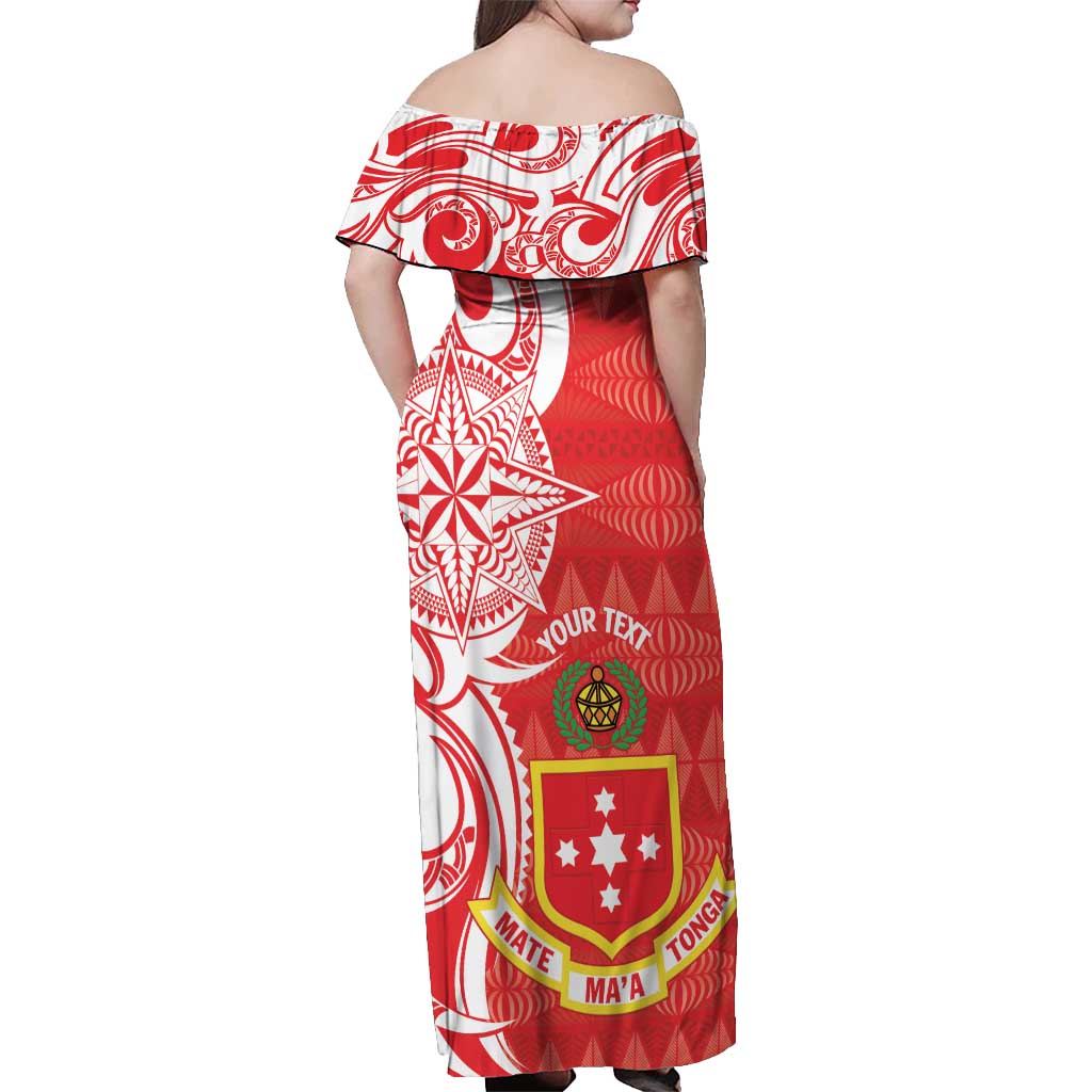 Personalised Kolisi Tonga Off Shoulder Maxi Dress Mate Maa Tonga Ngatu Pattern - Polynesian Pride