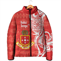 Personalised Kolisi Tonga Padded Jacket Mate Maa Tonga Ngatu Pattern - Polynesian Pride