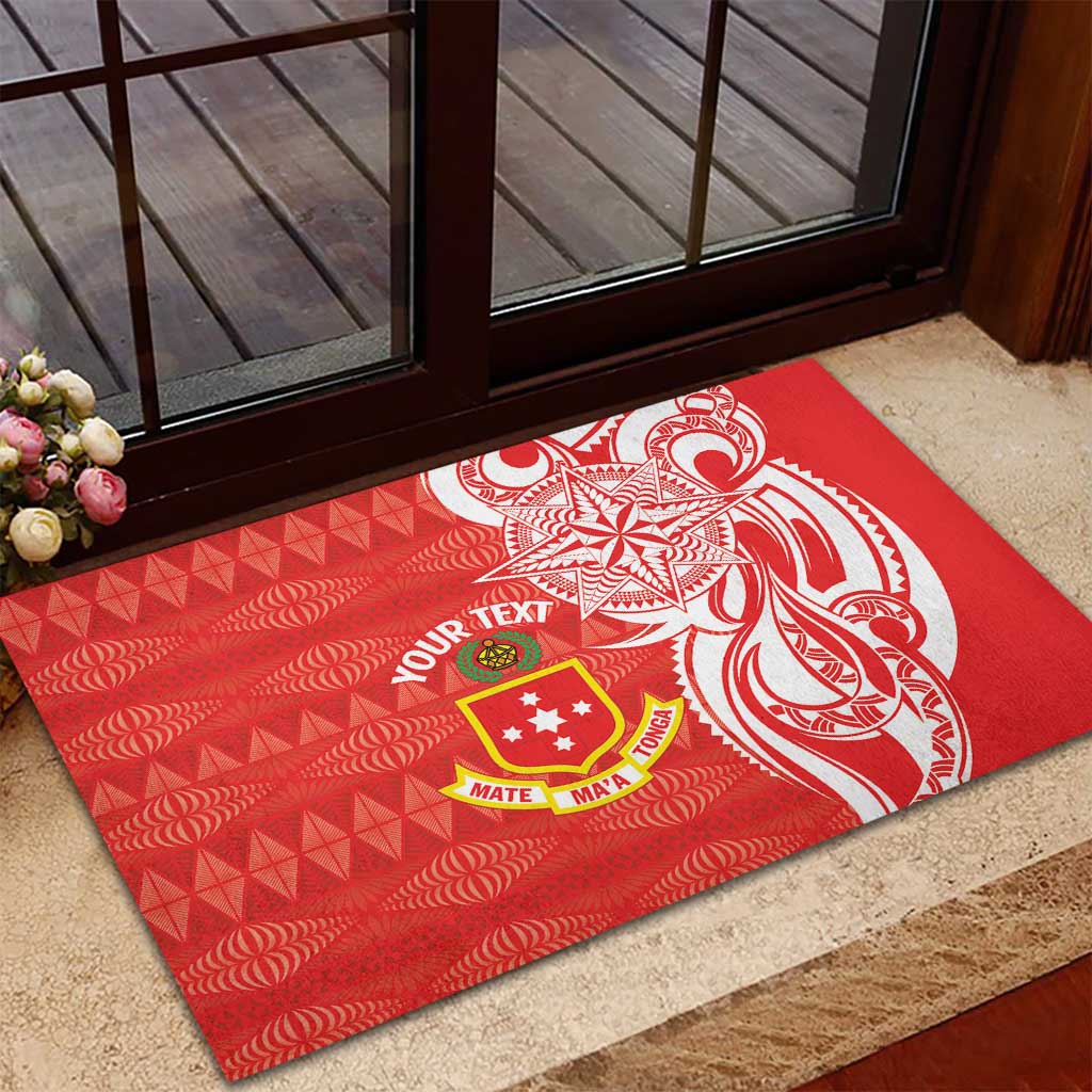 Personalised Kolisi Tonga Rubber Doormat Mate Maa Tonga Ngatu Pattern - Polynesian Pride