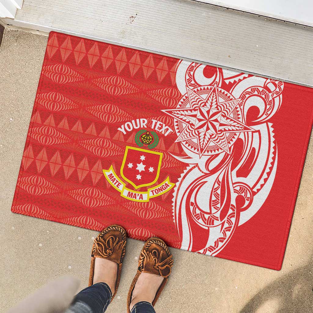 Personalised Kolisi Tonga Rubber Doormat Mate Maa Tonga Ngatu Pattern - Polynesian Pride