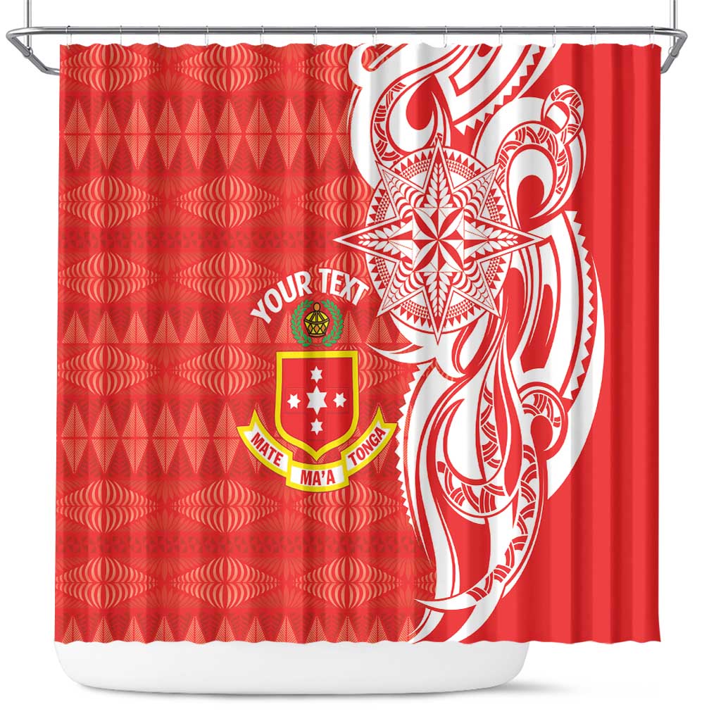 Personalised Kolisi Tonga Shower Curtain Mate Maa Tonga Ngatu Pattern - Polynesian Pride
