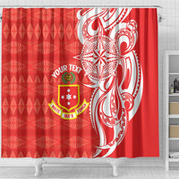 Personalised Kolisi Tonga Shower Curtain Mate Maa Tonga Ngatu Pattern - Polynesian Pride