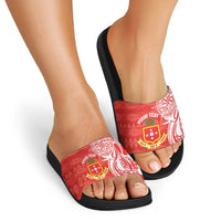 Personalised Kolisi Tonga Slide Sandals Mate Maa Tonga Ngatu Pattern - Polynesian Pride