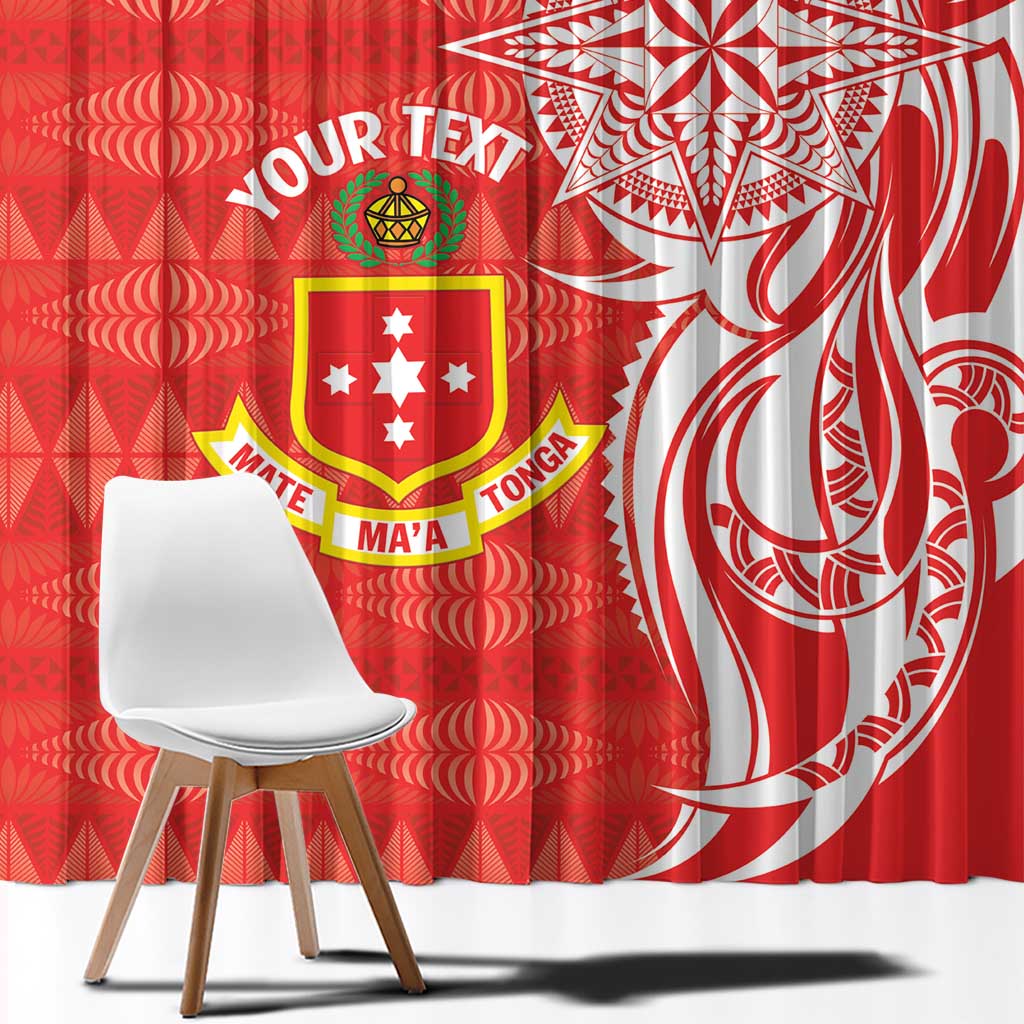 Personalised Kolisi Tonga Window Curtain Mate Maa Tonga Ngatu Pattern - Polynesian Pride