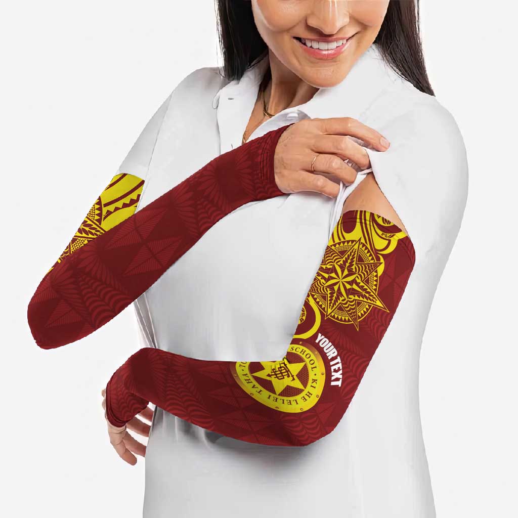 Personalised Tonga High School Arm Sleeves THS Tongan Ngatu Pattern - Polynesian Pride