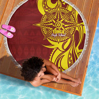 Personalised Tonga High School Beach Blanket THS Tongan Ngatu Pattern - Polynesian Pride