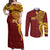 Personalised Tonga High School Couples Matching Off Shoulder Maxi Dress and Long Sleeve Button Shirt THS Tongan Ngatu Pattern - Polynesian Pride