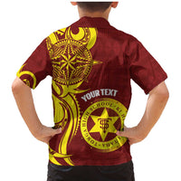 Personalised Tonga High School Family Matching Mermaid Dress and Hawaiian Shirt THS Tongan Ngatu Pattern - Polynesian Pride