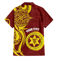 Personalised Tonga High School Family Matching Short Sleeve Bodycon Dress and Hawaiian Shirt THS Tongan Ngatu Pattern - Polynesian Pride