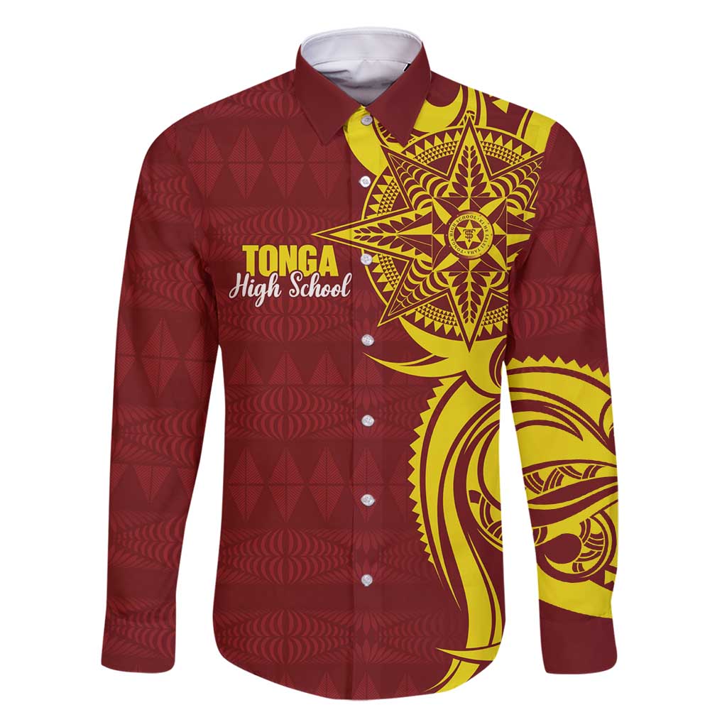 Personalised Tonga High School Family Matching Tank Maxi Dress and Hawaiian Shirt THS Tongan Ngatu Pattern - Polynesian Pride
