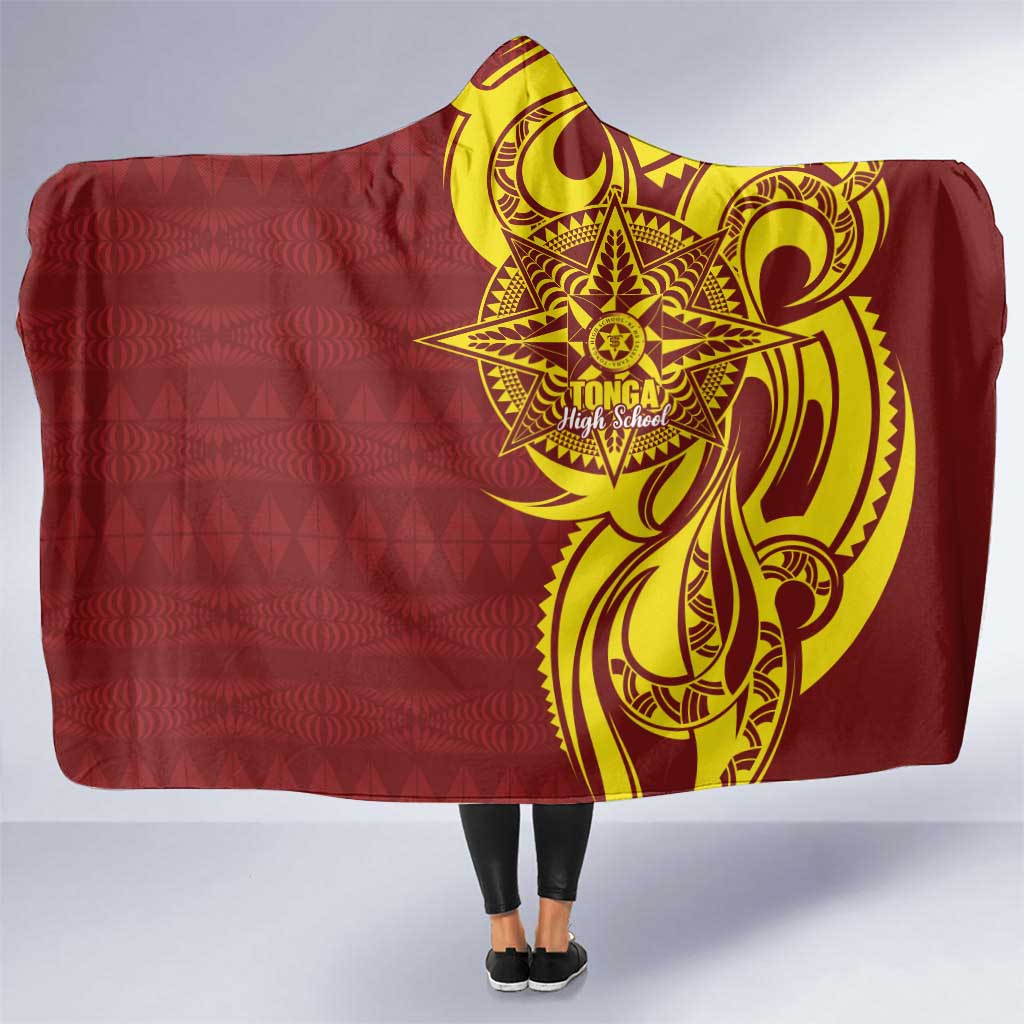 Personalised Tonga High School Hooded Blanket THS Tongan Ngatu Pattern - Polynesian Pride