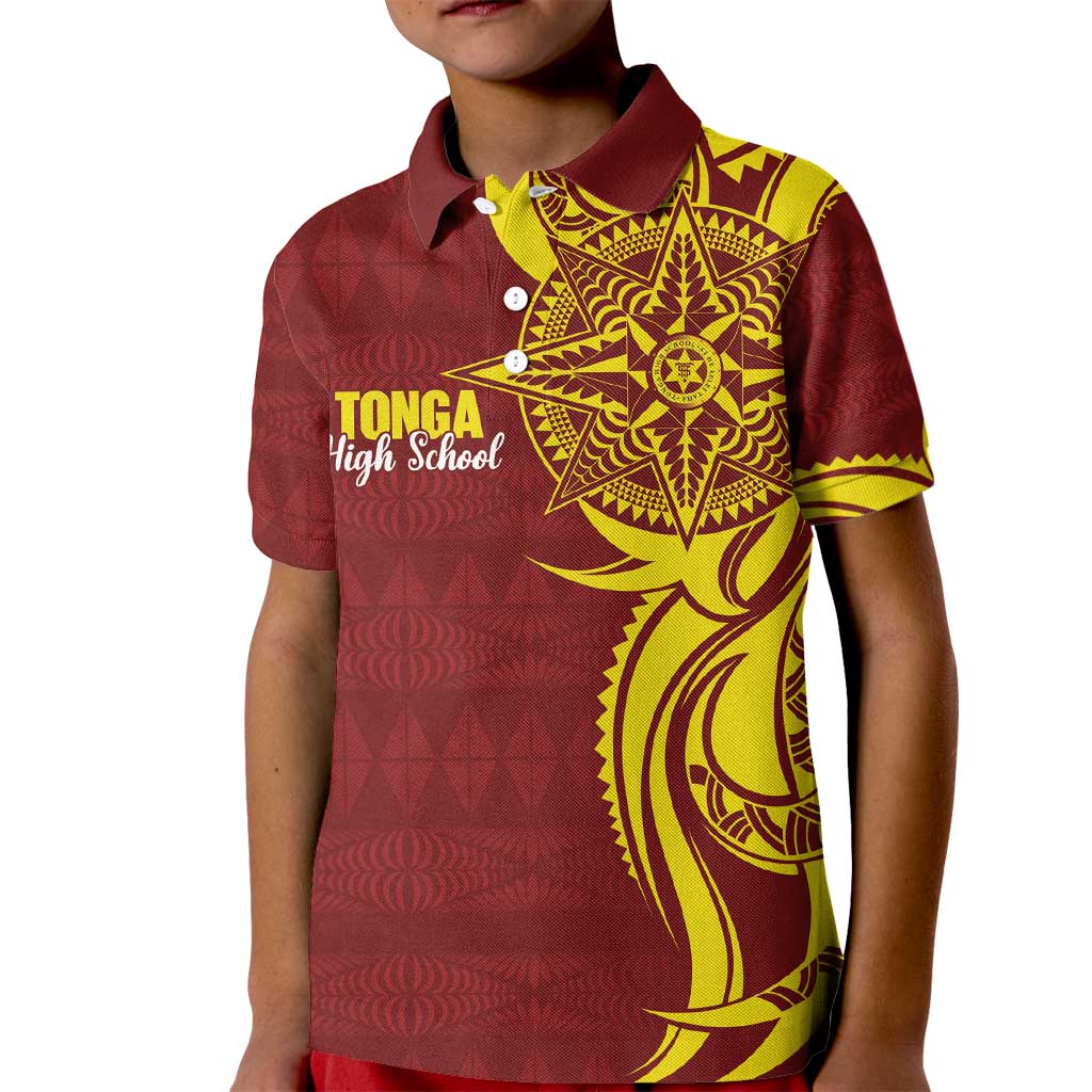 Personalised Tonga High School Kid Polo Shirt THS Tongan Ngatu Pattern - Polynesian Pride