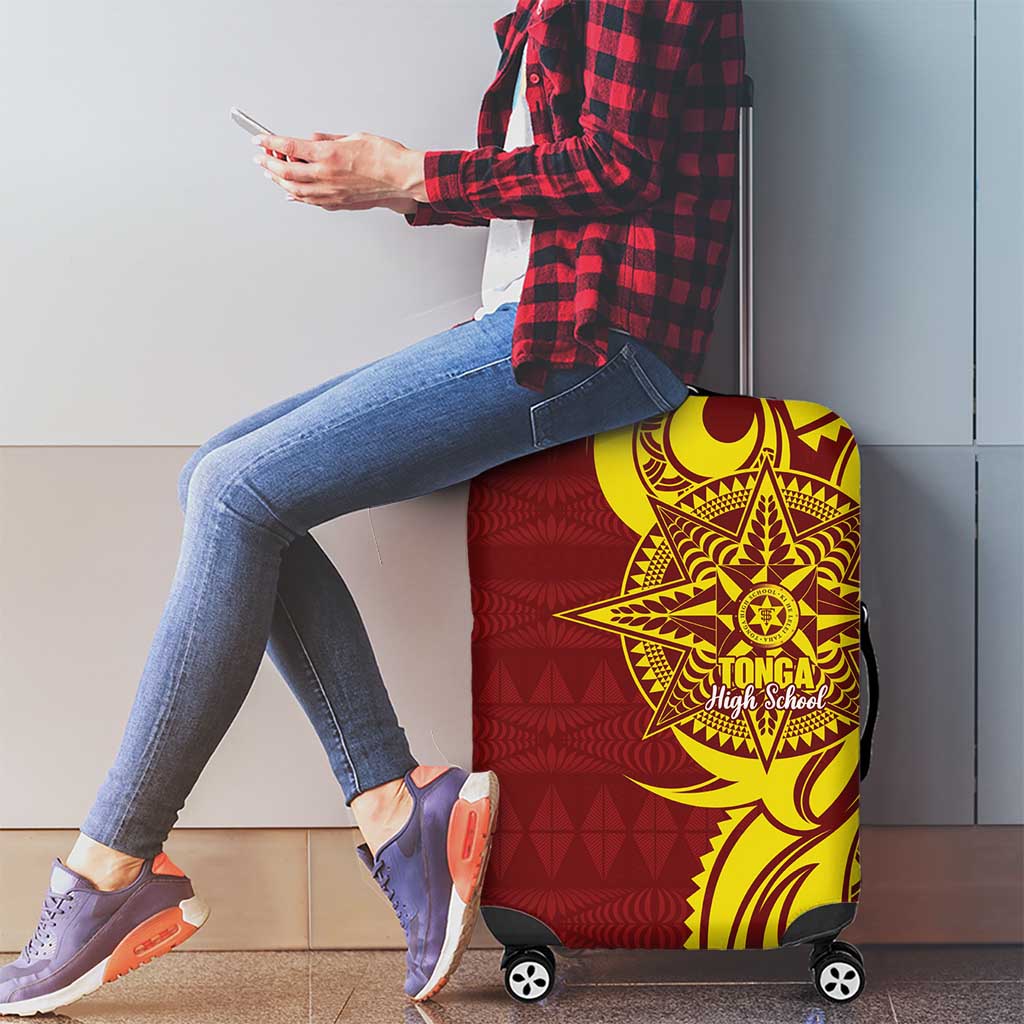 Personalised Tonga High School Luggage Cover THS Tongan Ngatu Pattern - Polynesian Pride