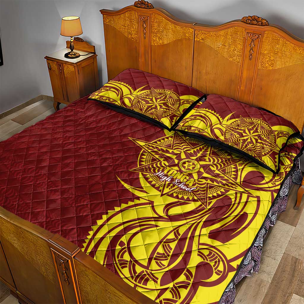 Personalised Tonga High School Quilt Bed Set THS Tongan Ngatu Pattern - Polynesian Pride