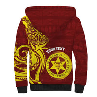 Personalised Tonga High School Sherpa Hoodie THS Tongan Ngatu Pattern - Polynesian Pride