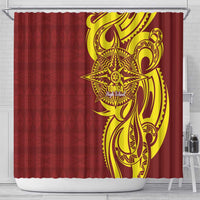 Personalised Tonga High School Shower Curtain THS Tongan Ngatu Pattern - Polynesian Pride