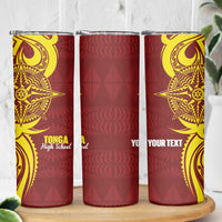 Personalised Tonga High School Skinny Tumbler THS Tongan Ngatu Pattern - Polynesian Pride