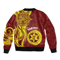Personalised Tonga High School Sleeve Zip Bomber Jacket THS Tongan Ngatu Pattern - Polynesian Pride