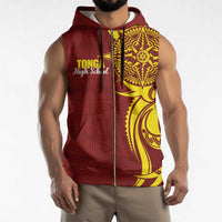 Personalised Tonga High School Sleeveless Zip Hoodie THS Tongan Ngatu Pattern - Polynesian Pride