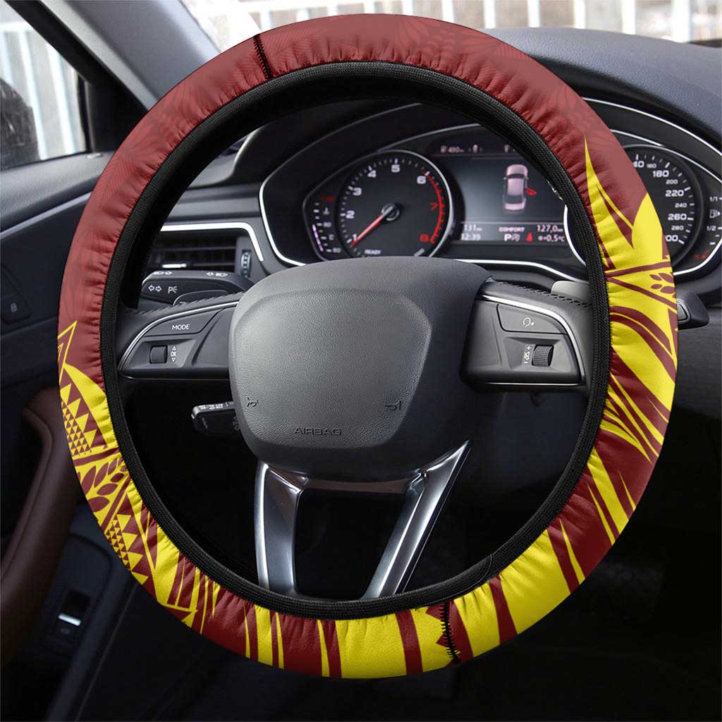 Tonga High School Steering Wheel Cover THS Tongan Ngatu Pattern - Polynesian Pride