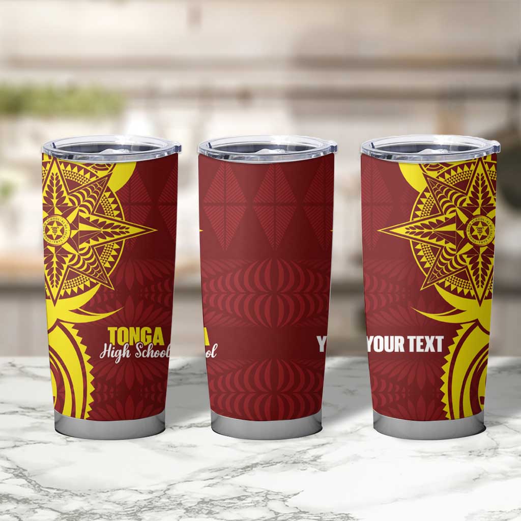 Personalised Tonga High School Tumbler Cup THS Tongan Ngatu Pattern - Polynesian Pride