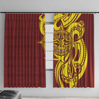 Personalised Tonga High School Window Curtain THS Tongan Ngatu Pattern - Polynesian Pride