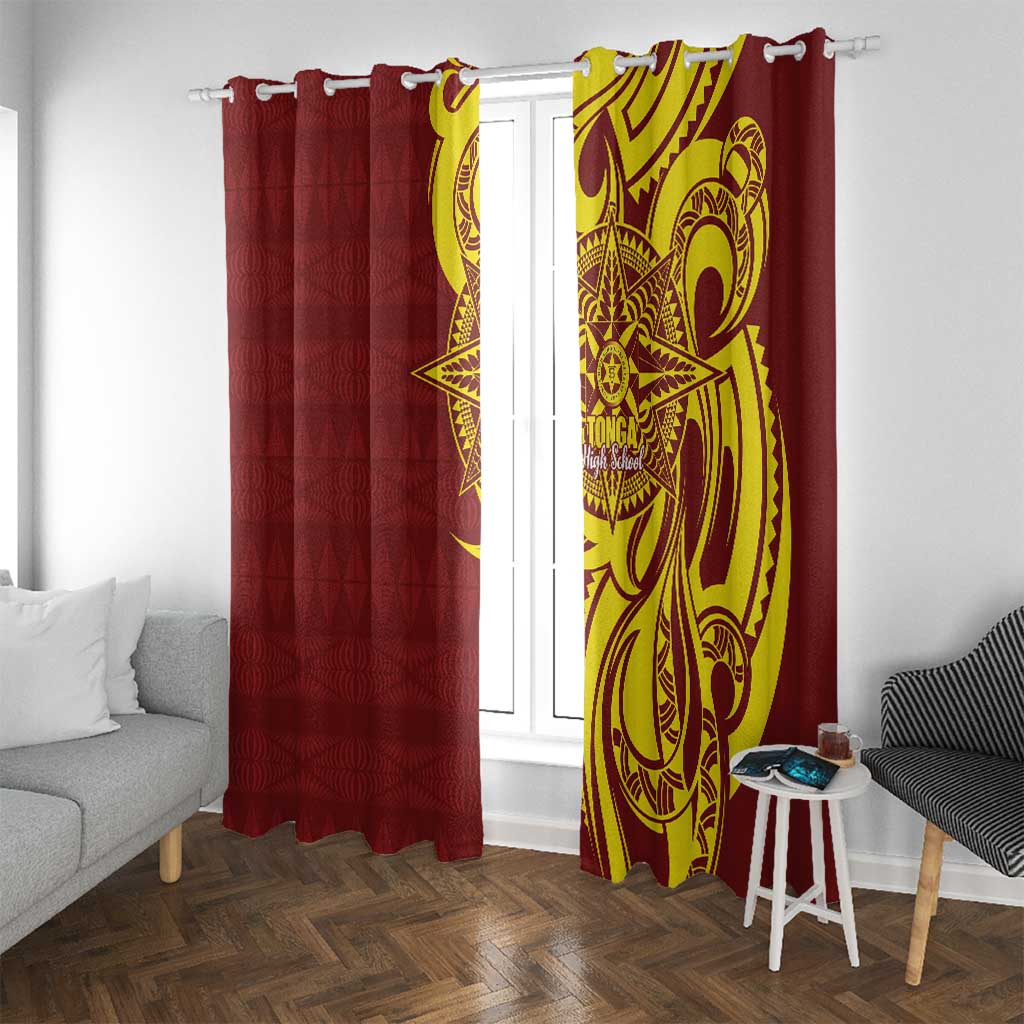 Personalised Tonga High School Window Curtain THS Tongan Ngatu Pattern - Polynesian Pride